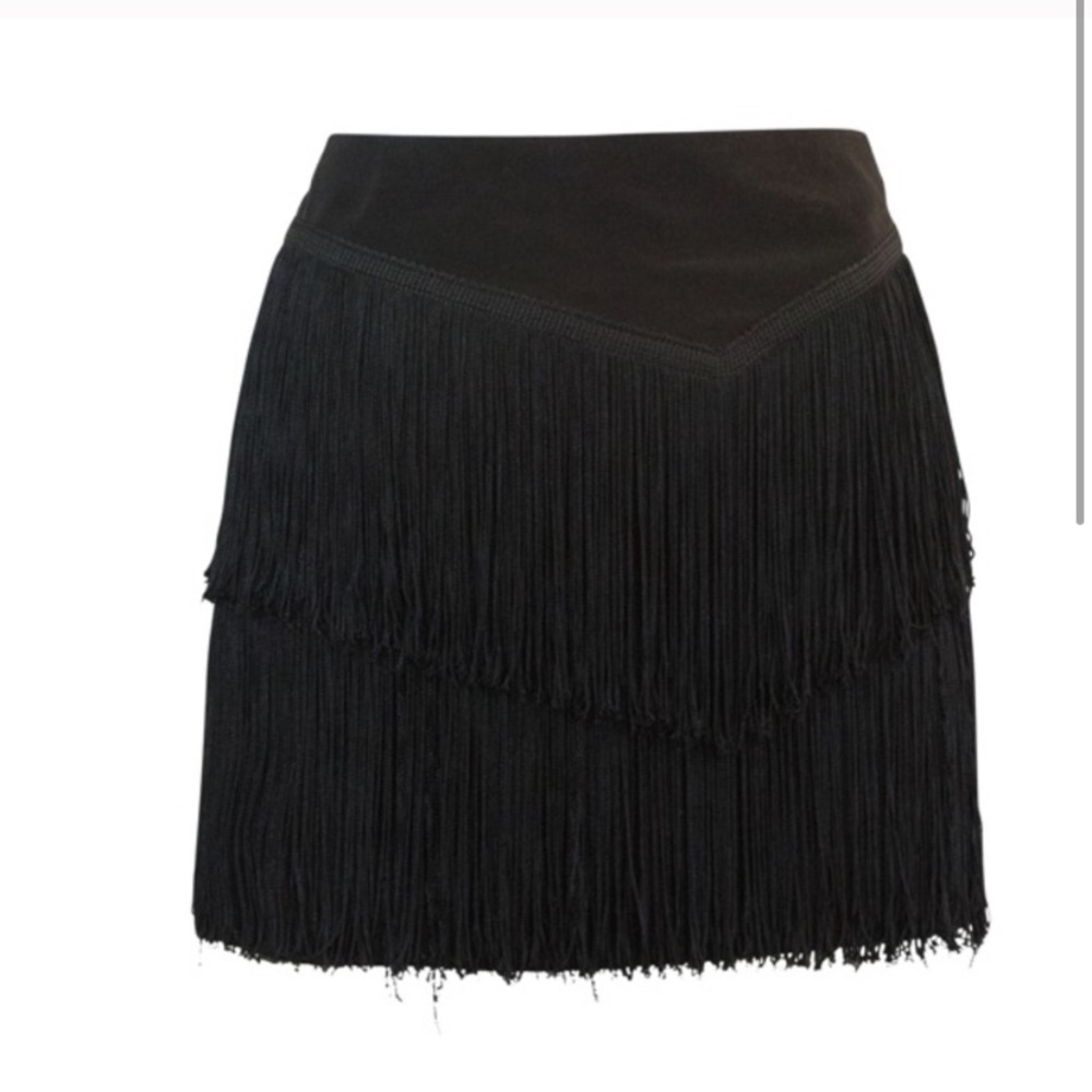 Nanette Lepore black fringe mini skirt
